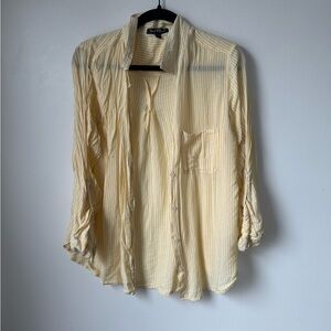 XL Velvet Heart Yellow Stripped Buttondown